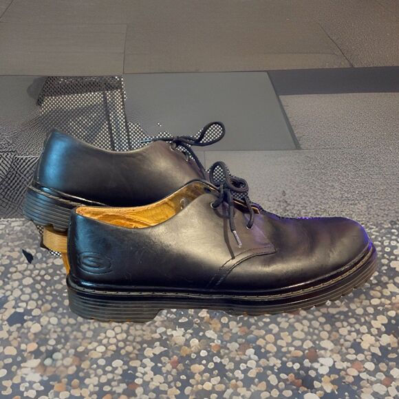 Skechers Mens Size 11 Y2K Shoes Chunky Sole Oxfords Leather‎ Lace Up Black Heavy - Picture 2 of 11